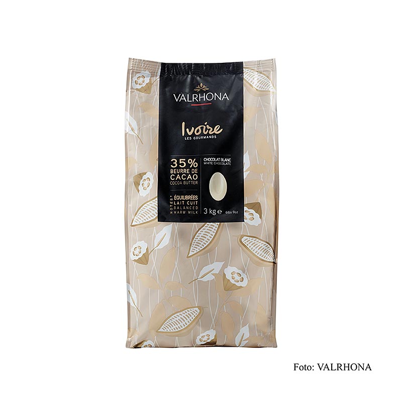 Valrhona Ivoire, witte couverture, callets, 35% cacaoboter, 3 kg - hoogwaardige witte chocolade voor professioneel gebruik