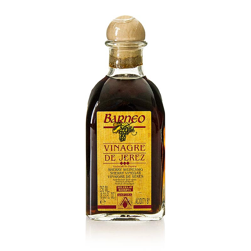 250 ml fles Sherry azijn Solera Reserva, 40 jaar oud, met een zuurgraad van 8-9%, van het merk Barneo