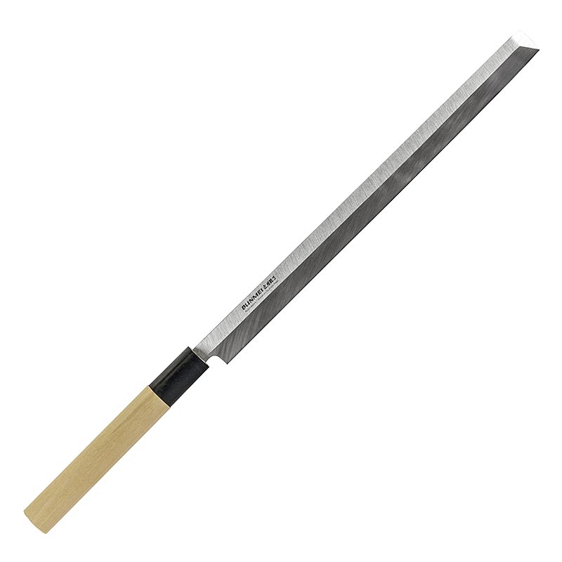 Global Bunmei 1803-210 Tako Sashimi mes, Honoki houten handvat, 21cm, 1 stuk - een scherp en duurzaam Japans mes voor het bereiden van sashimi, met een handvat van Honoki hout, 21 cm lang, 1 stuk