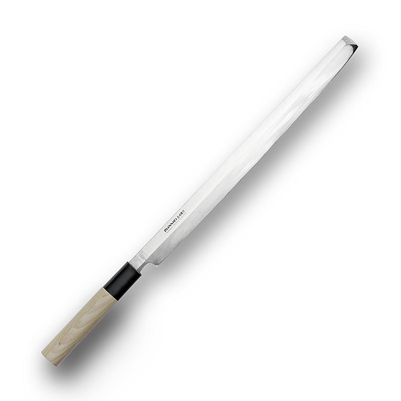 Global Bunmei 1803-300 Tako Sashimi mes, Honoki houten handvat, 30cm, 1 stuk - Afbeelding van een 30 cm lang Global Bunmei 1803-300 Tako Sashimi mes met een handvat van Honoki hout