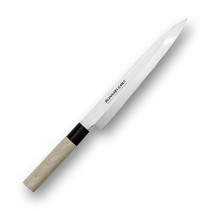 Global Bunmei 1804-210 Yanagi sashimi mes, Honoki houten handvat, 21cm, 1 stuk - Traditioneel Japans mes voor het snijden van sashimi, met een houten handvat gemaakt van honoki hout, 21cm lang, 1 stuk