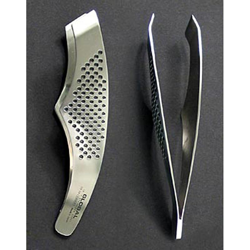 Global GS-29 Gebogen visgraatpincet van roestvrij staal met stippen, 14cm, 1 stuk
