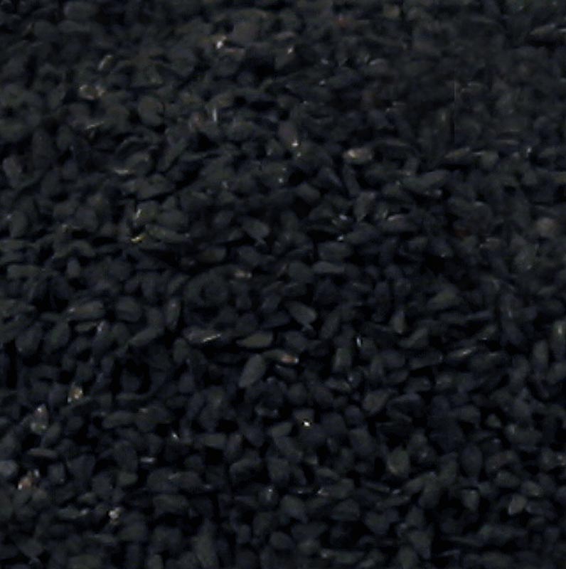 Zwarte komijn en ui zaden, ook bekend als nigella, in een verpakking van 1 kg