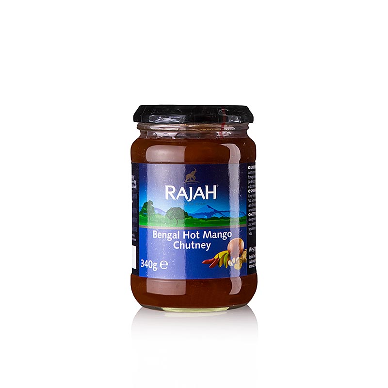 Mangochutney met een pittige smaak van Rajah, 340 g, ideaal voor liefhebbers van pittig eten