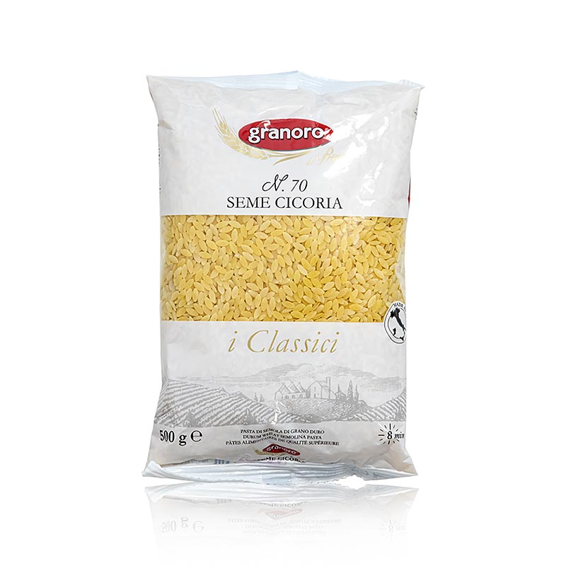 Granoro Seme Cicoria, rijstkorrelvorm, nr70, 500 g - Italiaanse pasta gemaakt van durumtarwe, perfect voor heerlijke gerechten