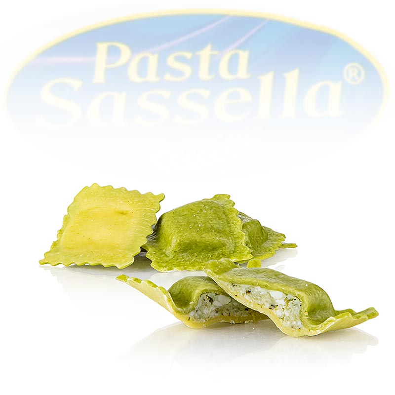 Verse ravioli/panzerotti met ricotta en spinazievulling, Sassella, 500 g - ambachtelijk gemaakte Italiaanse pasta gevuld met romige ricotta en verse spinazie, perfect voor een heerlijke maaltijd
