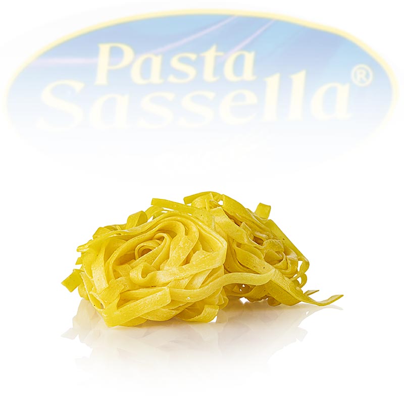 Verse Fettuccini all Uovo tagliatelle, 6 mm, Sassella, 500 g - speciale prijs, geldig t/m 16/08/2024 - Traditionele Italiaanse eiernoedels van hoge kwaliteit met een speciale aanbieding tot 16 augustus 2024