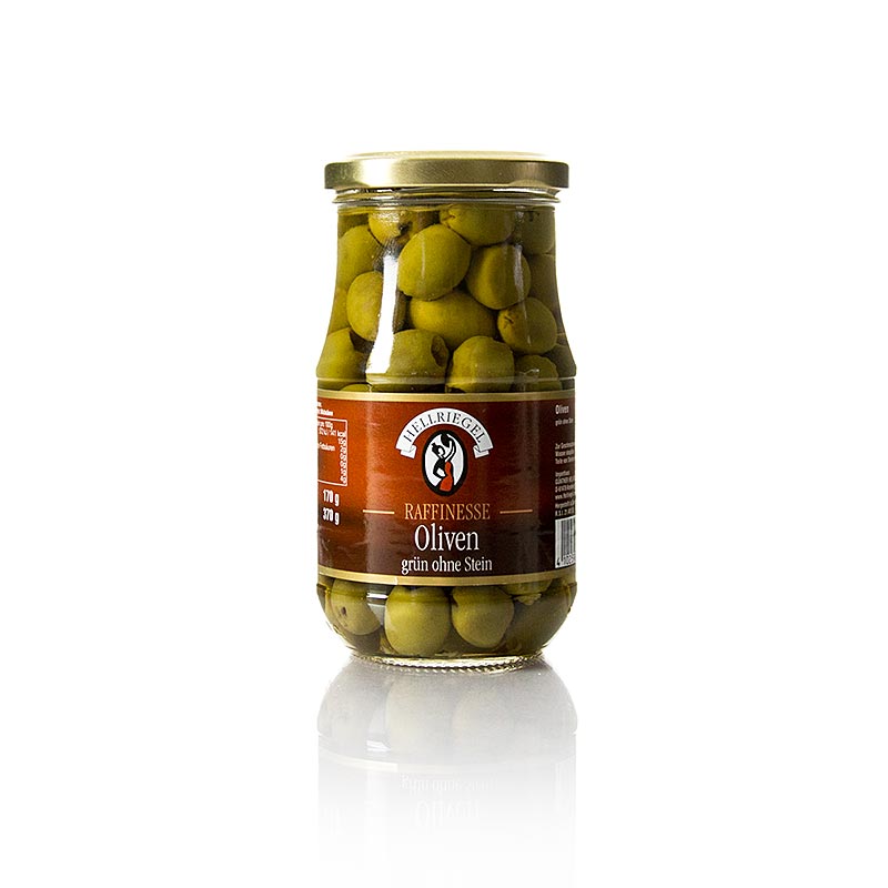 Groene ontpitte olijven in pekel van 370 g, perfect voor salades en tapas
