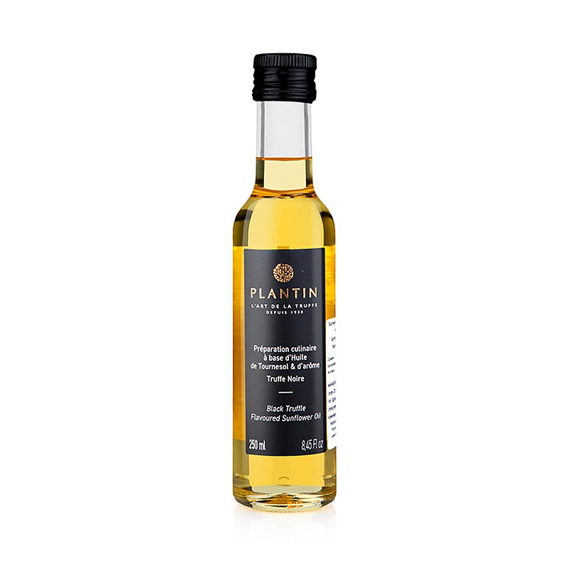 Zonnebloemolie met wintertruffelsmaak van Plantin, een heerlijke truffelolie in een fles van 250 ml