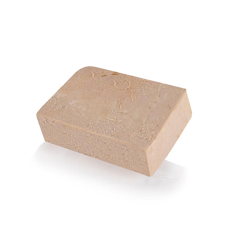 Ganzenleverblok met stukjes foie gras, half geconserveerd, 500 g, van het merk Rougié