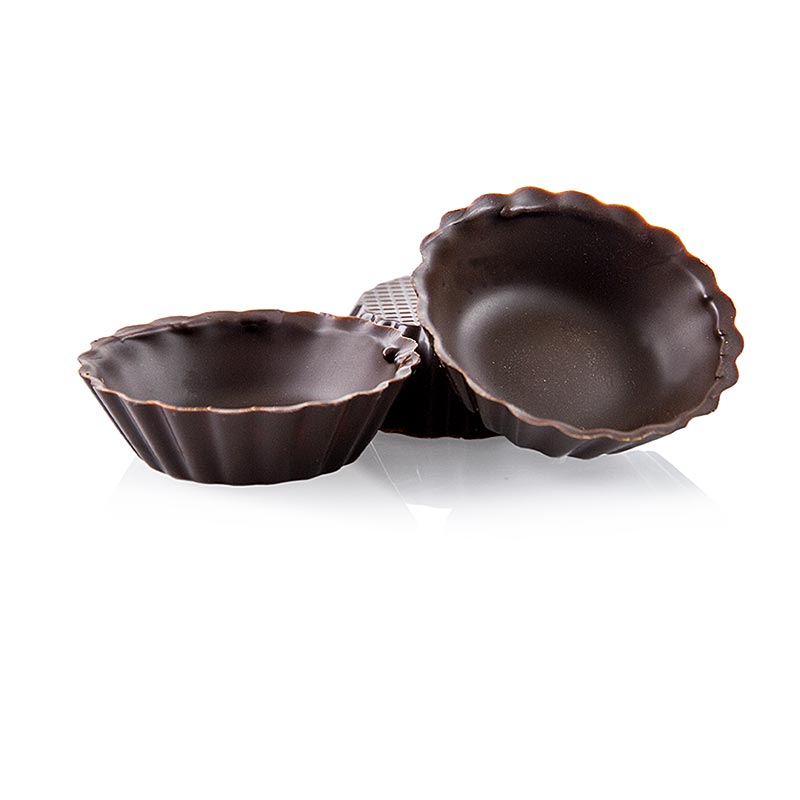 Chocoladevorm - Mini Cups, geribbelde schelp, pure chocolade, 30-45 mm diameter, 13 mm hoog, 745 g, 210 st - high quality Belgian chocolate molds for creating ribbed shell-shaped mini cups