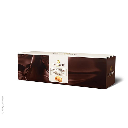 Bulkverpakking van Callebaut bakvaste pure chocoladerepen, 8cm lang, met 44% cacao, 16 kg, ca 300 stuks