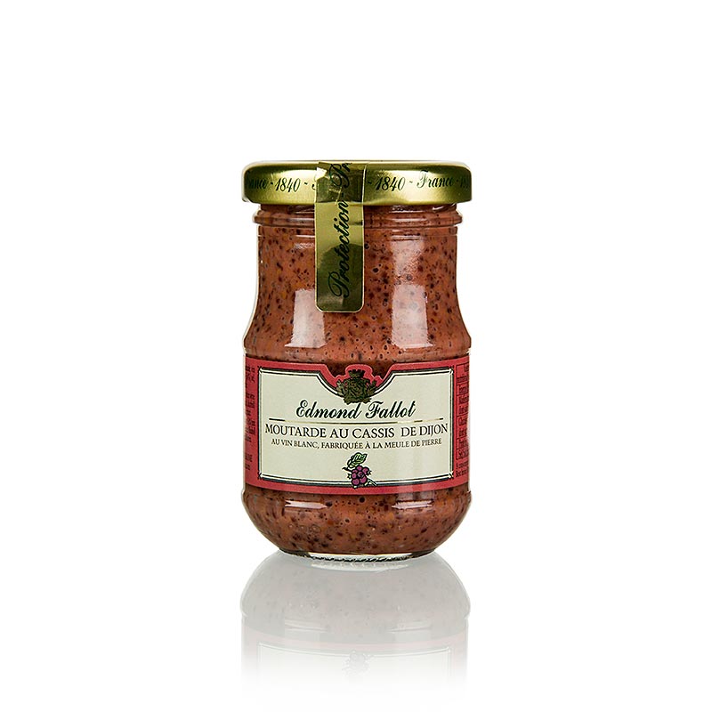 Potje Fallot mosterd van 100 ml, grof gemalen met zwarte bessen en cassis likeur
