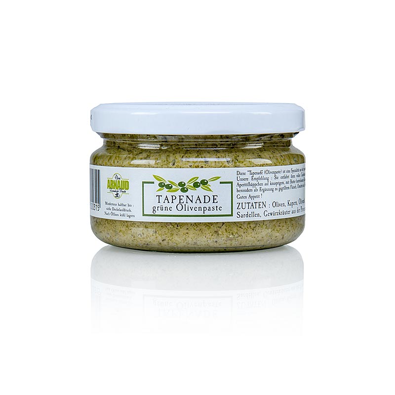 Olijfpasta - tapenade, groen, Arnaud, 200 g - heerlijke mediterrane olijventapenade in een groene kleur, verpakt in een pot van 200 g