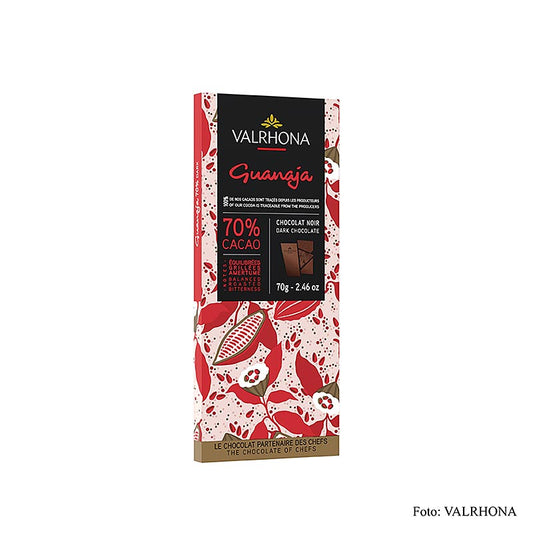 Valrhona Guanaja - donkere chocolade, met cacaonibs, 70% cacao, 70 g - premium kwaliteit chocolade met een intense, rijke smaak en knapperige cacaonibs, perfect voor de echte chocoladeliefhebber