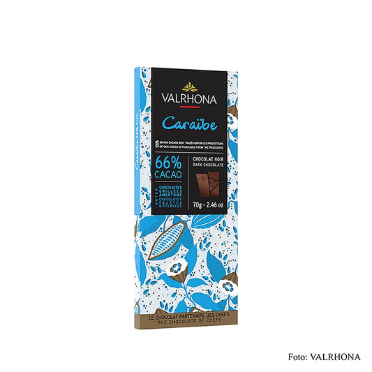 Valrhona Caraibe - donkere chocolade, 66% cacao, afkomstig uit de Caraïben, 70 g, premium kwaliteit