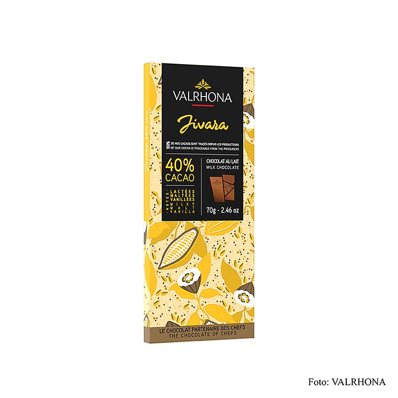 Valrhona Jivara - Melkchocolade, 40% cacao, 70 g, perfect voor bakken en dessertbereidingen