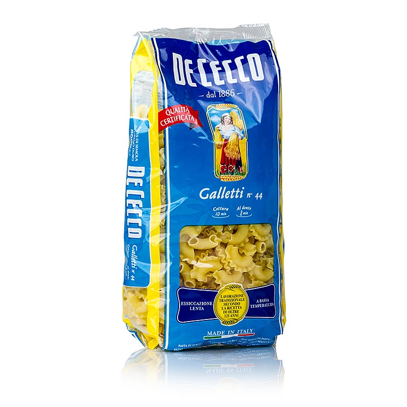 De Cecco Galletti, nr44, 500 g, een heerlijke pastavorm met een stevige textuur en perfect voor diverse sauzen en recepten