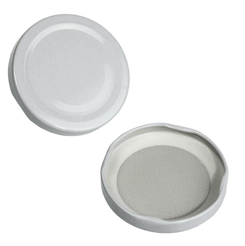 Spierwit deksel geschikt voor ronde en zeshoekige potten met een diameter van 43mm en een inhoud van 45/47/53ml, en wordt verkocht in een verpakking van 1 stuk
