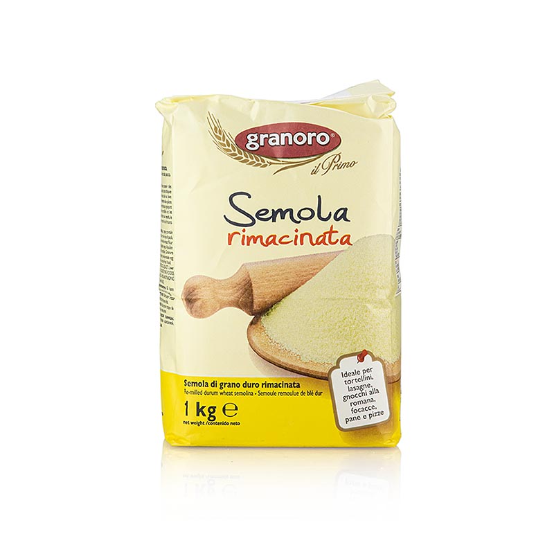 Griesmeel van harde tarwe, Semola rimacinata, Granoro, 1 kg - traditioneel Italiaans meelproduct voor heerlijke pastagerechten en broodrecepten