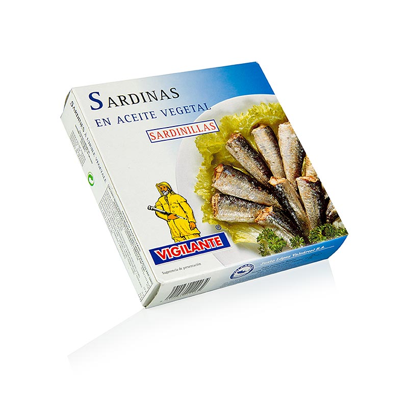 Sardines, geheel, met huid en graten, in plantaardige olie, 275 g - Visproduct in blik, perfect voor salades en pastagerechten