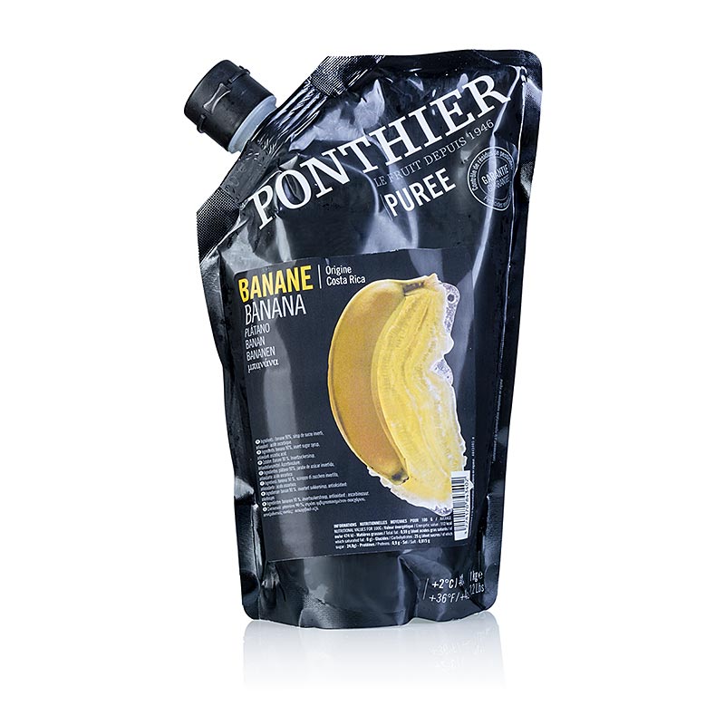 Verse bananenpuree met toegevoegde suiker, verpakt in een zak van 1 kg