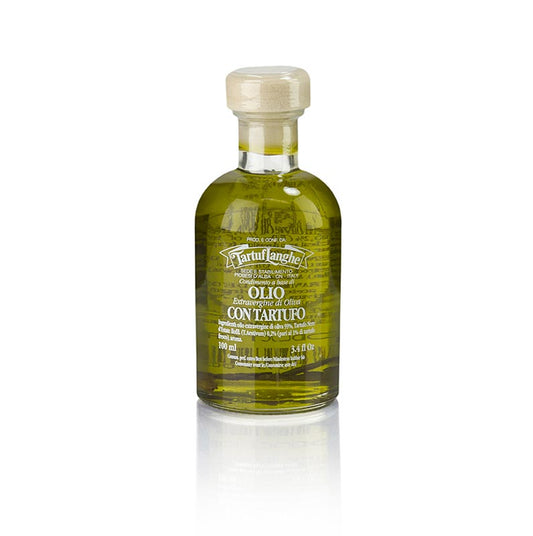 100 ml Tartuflanghe extra virgin olive oil with summer truffle and flavor (truffle oil) in a stylish bottle