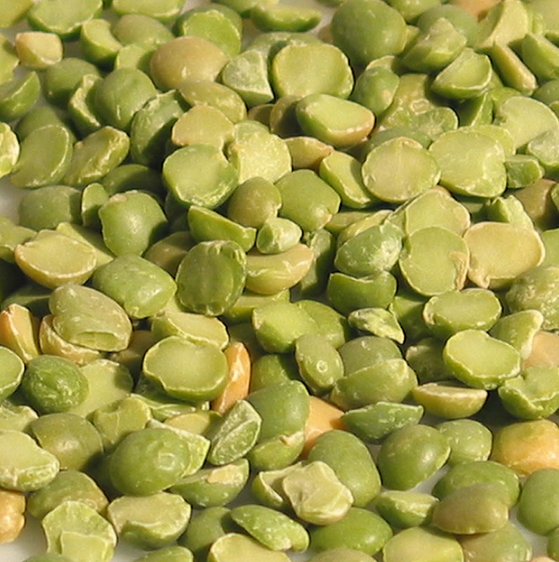 Erwten, groen, gehalveerd, gedroogd, 1 kg - hoogwaardige gedroogde groene erwten in halve vorm, verpakt in een zak van 1 kilogram