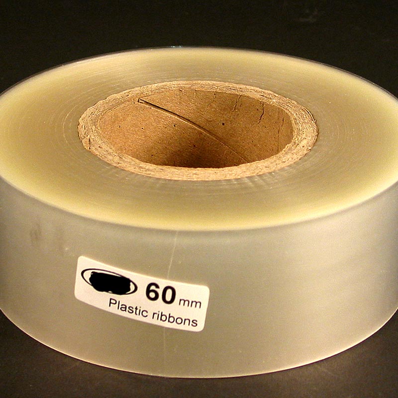 Taartrandfolie van 6cm hoog op een rol van 305m, gemaakt van PVC materiaal met een dikte van 50µ, verpakt in 1 stuk