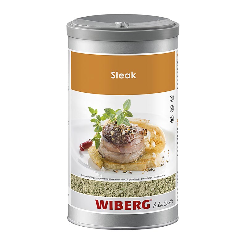 Wiberg steakkruidenzout, met een mix van kruiden, grof gemalen, 950 g, perfect voor het kruiden van steaks en andere vleesgerechten