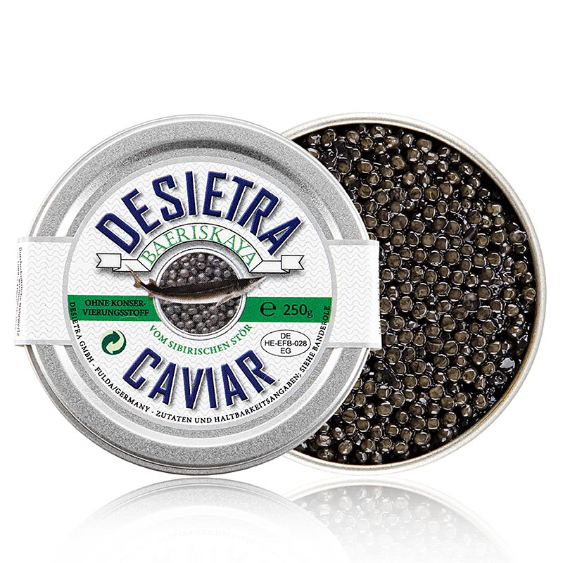 Desietra Baeriskaya kaviaar (baerii), aquacultuur, zonder conserveringsmiddelen, 250 g