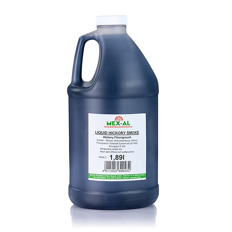 Vloeibare rook met hickory smaak in een fles van 1,89 liter, perfect voor het toevoegen van een heerlijke gerookte smaak aan barbecuegerechten