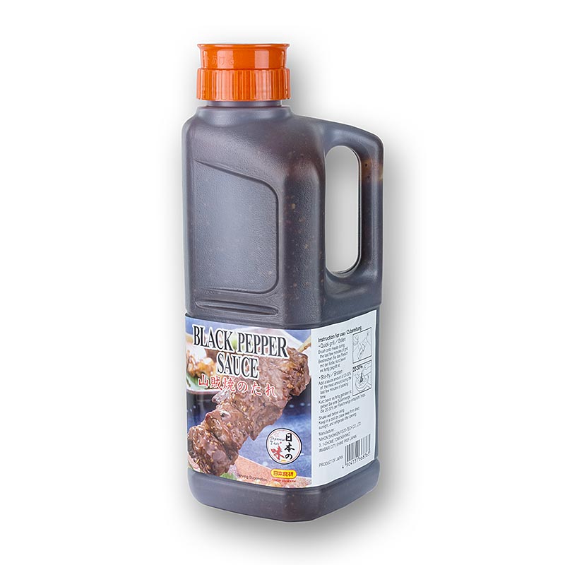Alt tekst: Sanzoku - Zwarte pepersaus, dip/marinade van 1658 liter fles, perfect voor het op smaak brengen en marineren van vlees en groenten