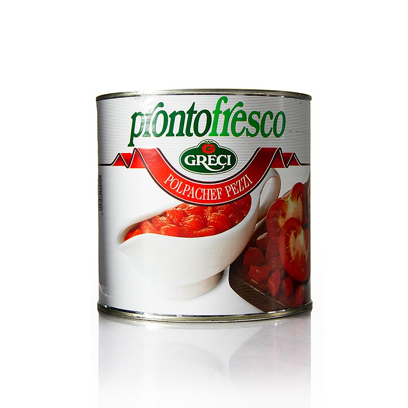 Tomatenblokjes Polpachef Pezzi, Prontofresco, 2,5 kg - hoogwaardige ingeblikte tomatenblokjes van Italiaanse kwaliteit