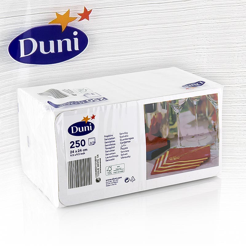 Cocktailservetten 3-laags, wit 12x12cm in 1/4 vouw, 250 stuks - hoogwaardige witte papieren servetten voor cocktailfeestjes en evenementen