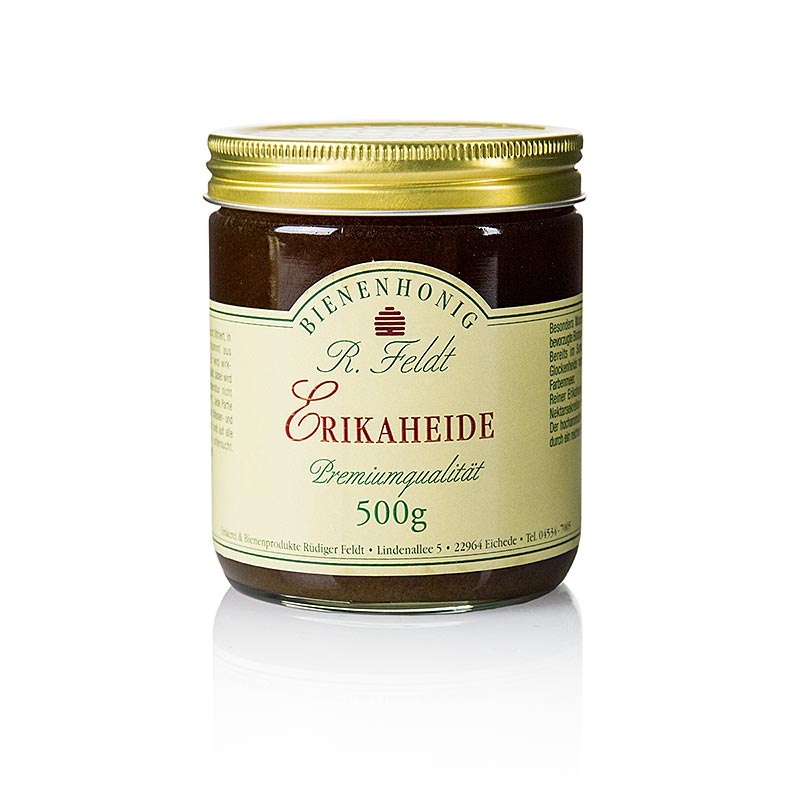 Erica heidehoning uit Spanje of Frankrijk, donker van kleur, zeer aromatisch en bloemig, in een verpakking van 500 g