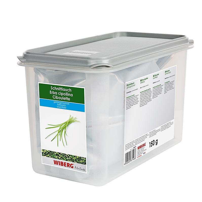 Wiberg bieslook, gevriesdroogd, 150 g - Een verpakking van 150 gram bevroren gedroogde bieslook van het merk Wiberg