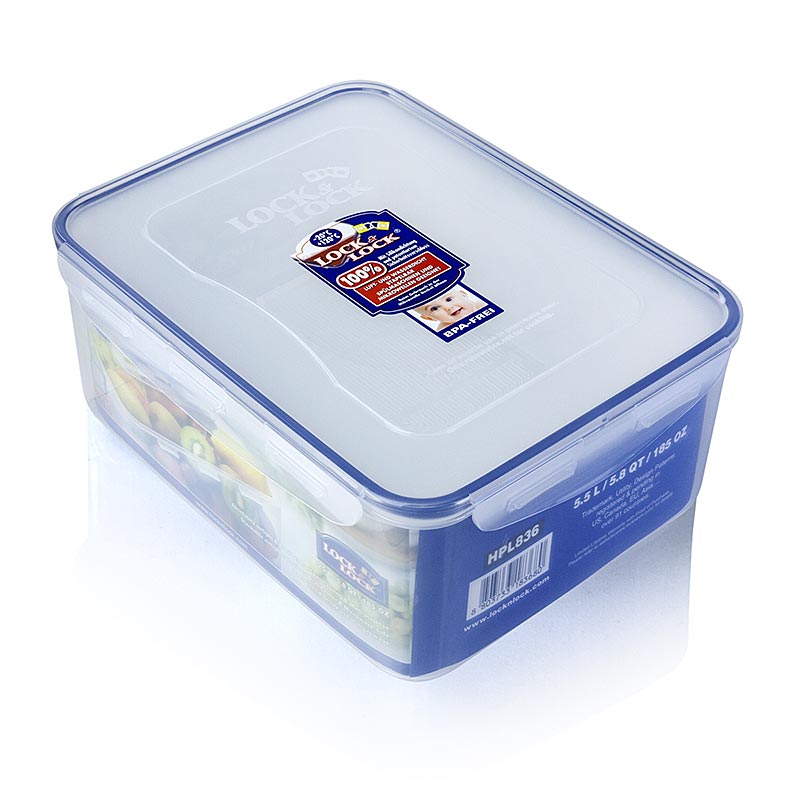 Lock & Lock vershouddoos van 5,5 liter, rechthoekig 292x225x120mm, met afvoerrooster