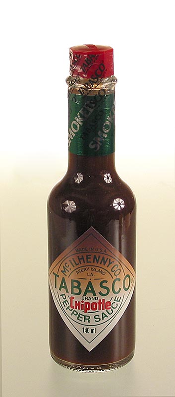 Tabasco Chipotle, met gerookte jalapenos, pikant, McIlhenny, 150 ml - pittige saus in flesje met rokerige smaak