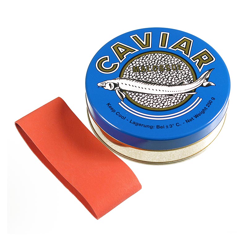 Kaviaarblik in donkerblauw, met rubberen afdichting, diameter 10 cm, geschikt voor 250g kaviaar, enkele verpakking