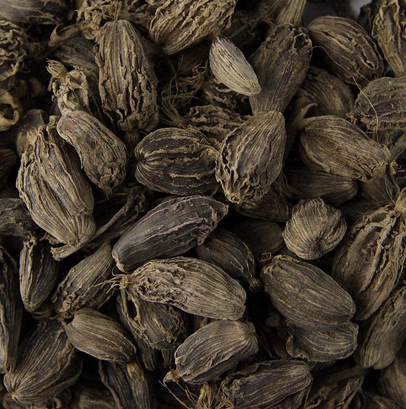 Kardemom hele capsules, zwarte 50 g verpakking, kruiden specerijen voor culinaire gerechten