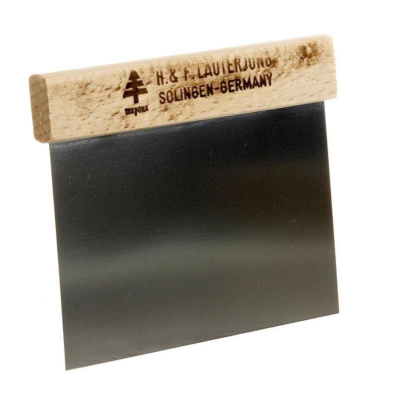 Roestvrijstalen deegschraper met houten handvat, 12x11cm, ideaal voor het gladstrijken van deeg, bakgereedschap