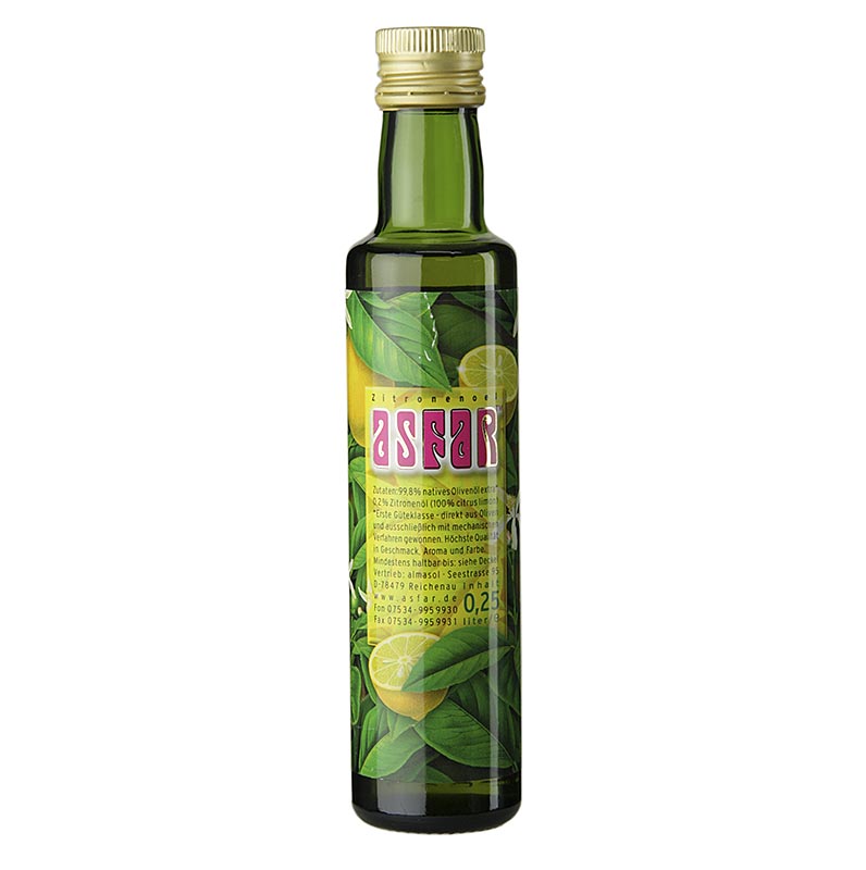 250 ml fles Extra Virgin olijfolie van eerste persing uit Spanje met citroenolie van Asfar