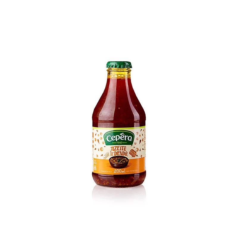 Palmolie, Azeite de Dendê, 200 ml - Een fles met 200 ml van de populaire en smaakvolle palmolie, ook bekend als Azeite de Dendê, voor gebruik in diverse heerlijke gerechten
