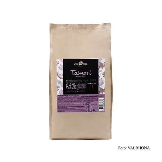 Valrhona Tainori Grand Cru, couverture, Callets, 64% cacao, Dom Republiek, 3 kg - Luxe 64% cacaobonen uit de Dominicaanse Republiek, 3 kg verpakking