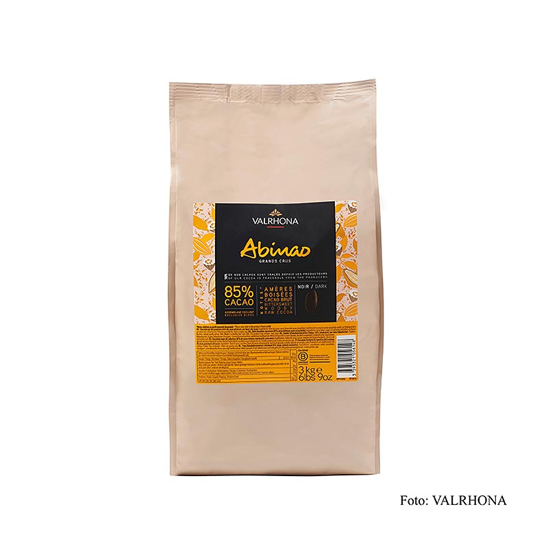 Valrhona Abinao Grand Cru donkere couverture, Callets, 85% cacao, Afrika, 3 kg - premium chocolade van hoge kwaliteit gemaakt van Afrikaanse cacao met een hoog cacaogehalte van 85%