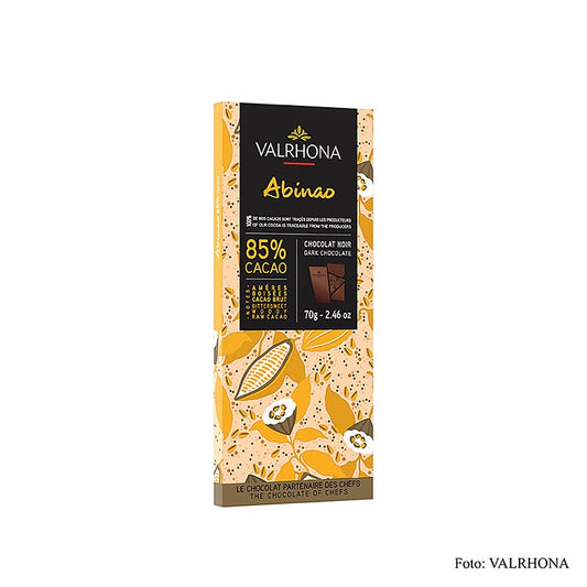 Valrhona Abinao - 85% cacao dark chocolate from Africa, 70g bar, premium quality