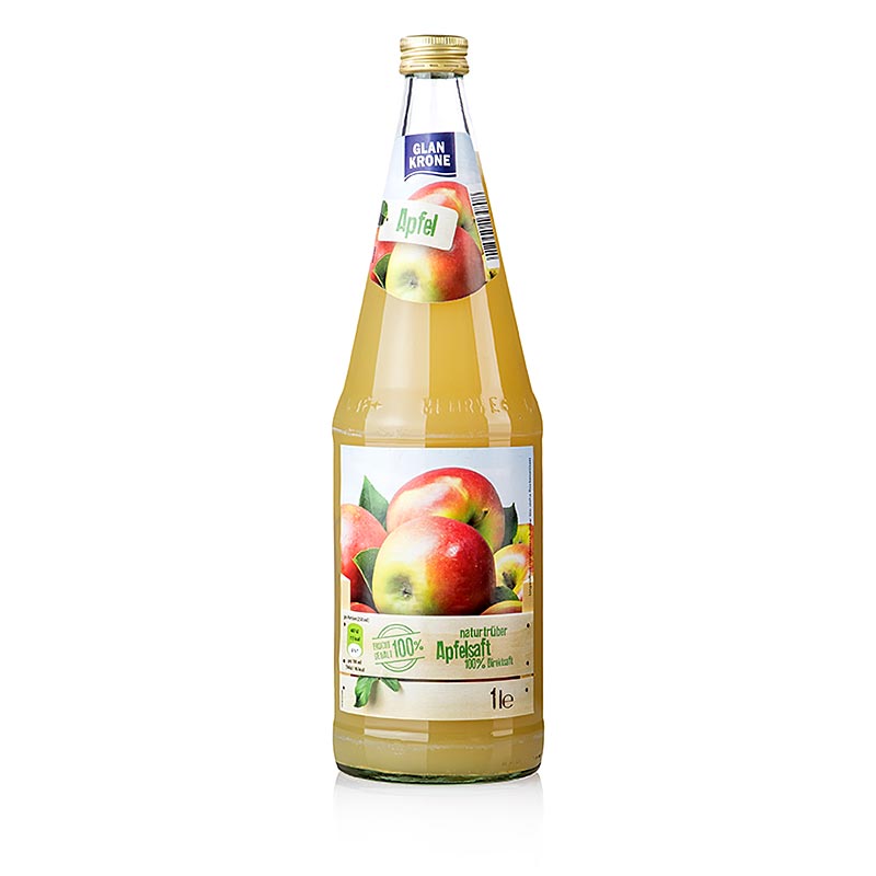 Verse, natuurlijk troebele appelsap van 1 liter, gemaakt van sappige appels
