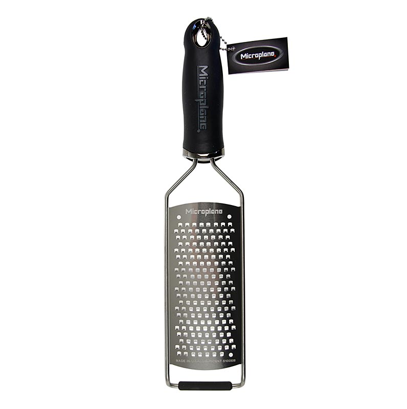 Gourmet serie - grove rasp met zwarte handgreep met soft-touch, 1 stuk - Afbeelding van een keukenrasp met grove rasp en comfortabele zwarte handgreep met soft-touch, onderdeel van de Gourmet serie