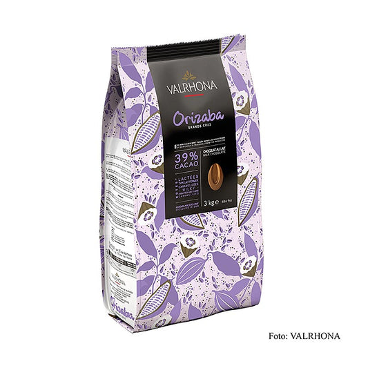 Valrhona Orizaba Lactée Grand Cru, Vollmich couverture, Callets, 39% cacao, 3 kg - hoogwaardige melkchocolade couverture met een cacaogehalte van 39%, in handige calletvorm, ideaal voor professioneel gebruik